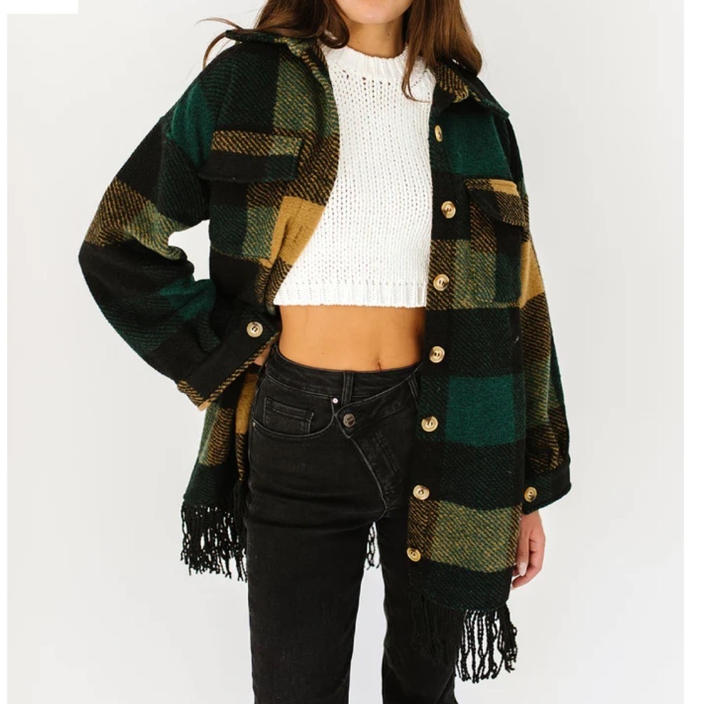 Ellison plaid jacket with fringe